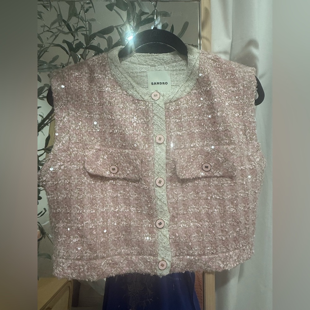 Sandro Textured PinkCream Jacket - Picture 2 of 9